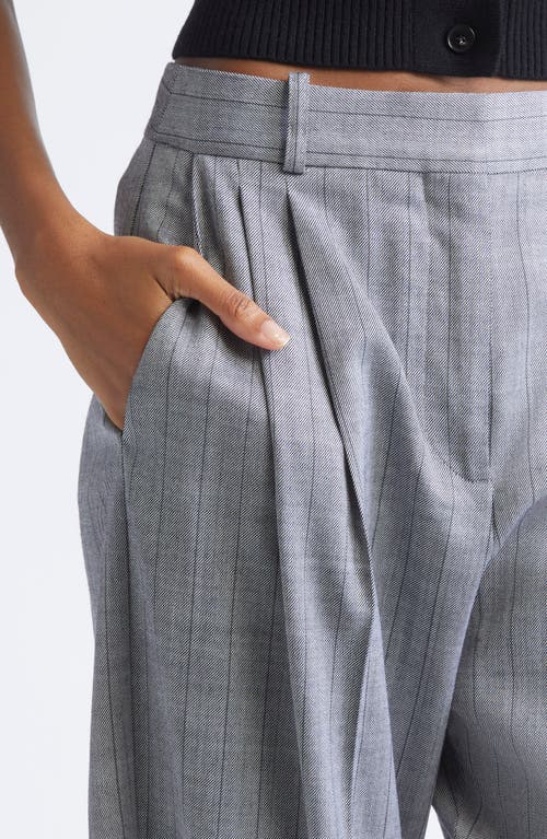 Stella Mccartney Pinstripe Pleated Crop Trousers In Black