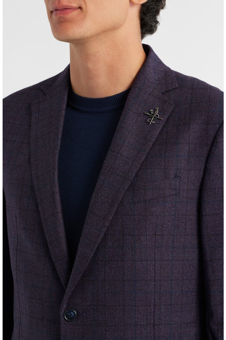 Bleeker Purple Glen Check Stretch Wool Suit, Alternate, color, PURPLE