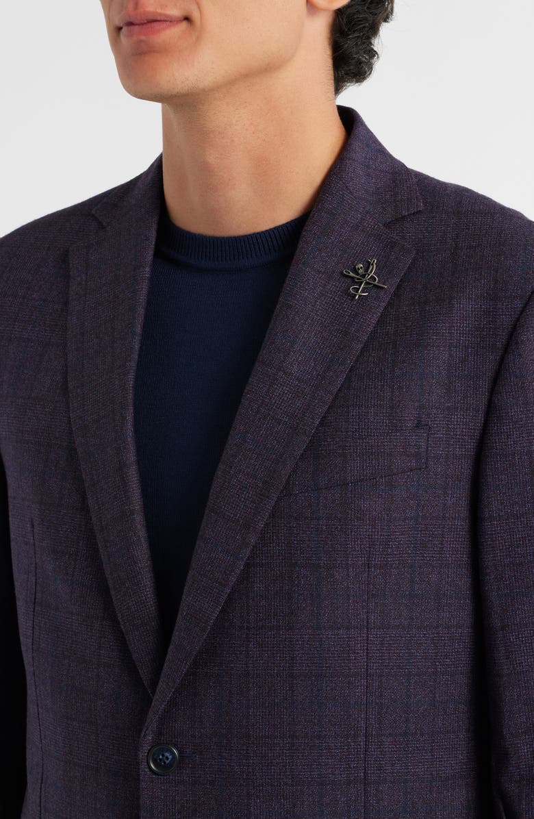 John Varvatos Star USA Bleeker Purple Glen Check Stretch Wool Suit, Alternate, color, Purple