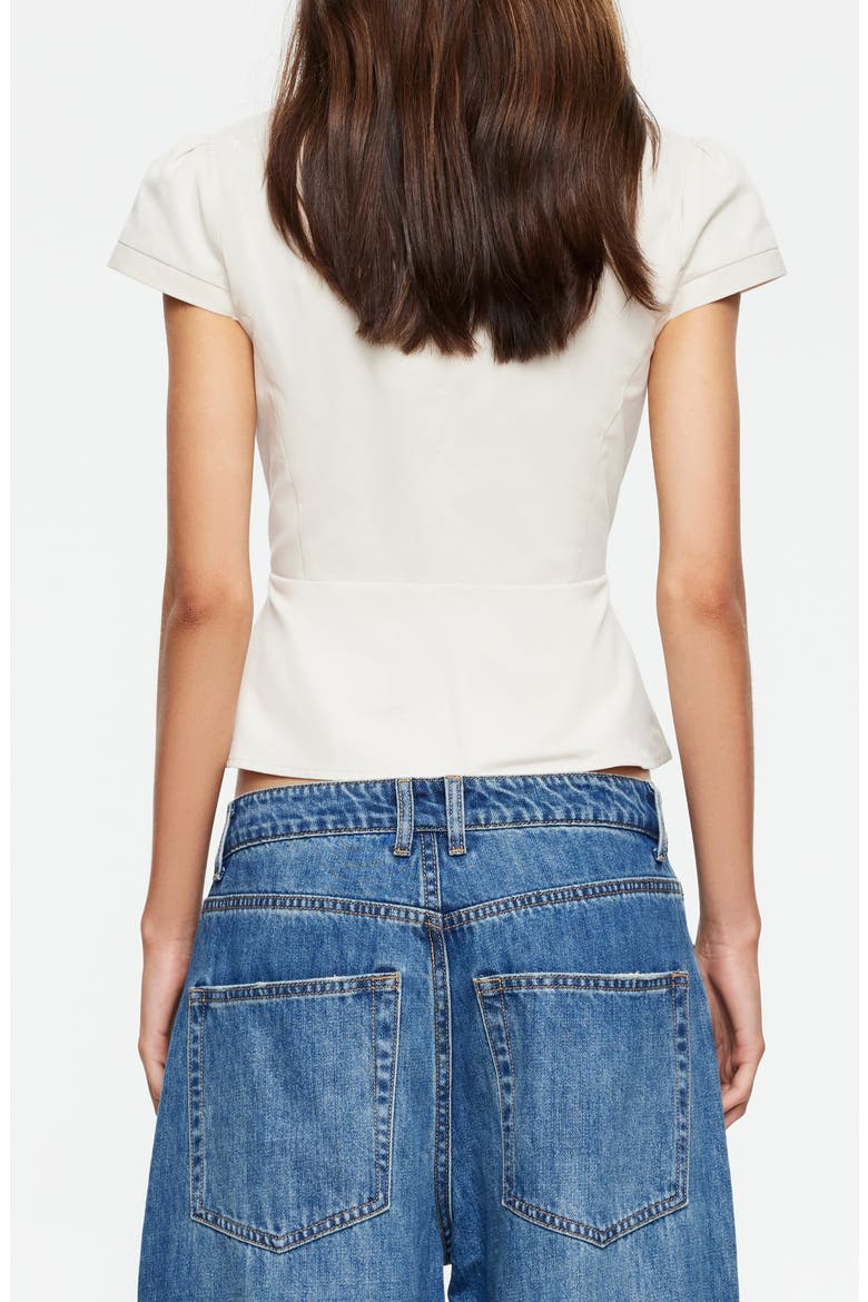 Kendall Split Front Cotton Button-Up Top, Alternate, color, SAND