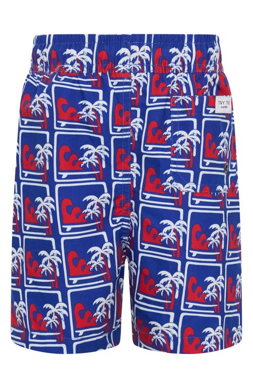 Tiny Tribe Kids' Tropical Waves Swim Trunks In Blue