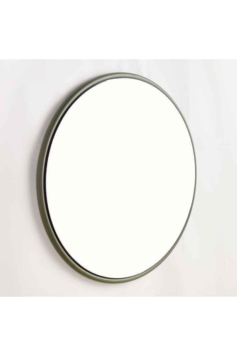 Ryland Mirror Large - Olive Green Round Iron Frame - Beveled, Alternate, color, Green