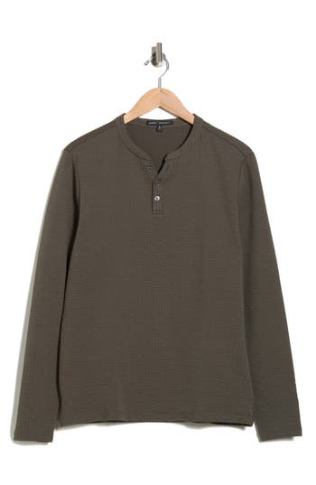 Robert Barakett Jeffrey Y-neck Henley Top In Gray