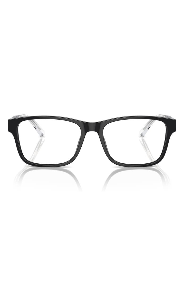 Emporio Armani 55mm Rectangle Optical Glasses, Main, color, Black / Demo Lens