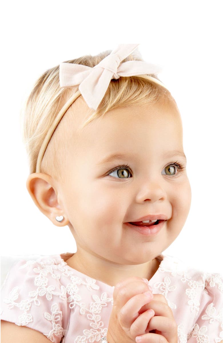 Tiny Blessings 14K Gold Modern Heart Studs Screw Back Earrings, Alternate, color, 14K White Gold