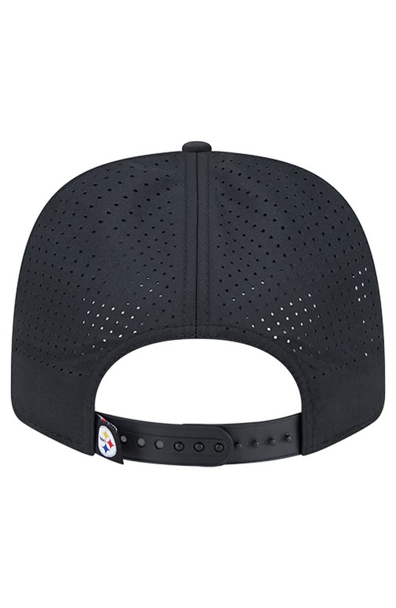 New Era Men
s New Era Black Pittsburgh Steelers Script 9SEVENTY Adjustable Hat, Alternate, color, Black