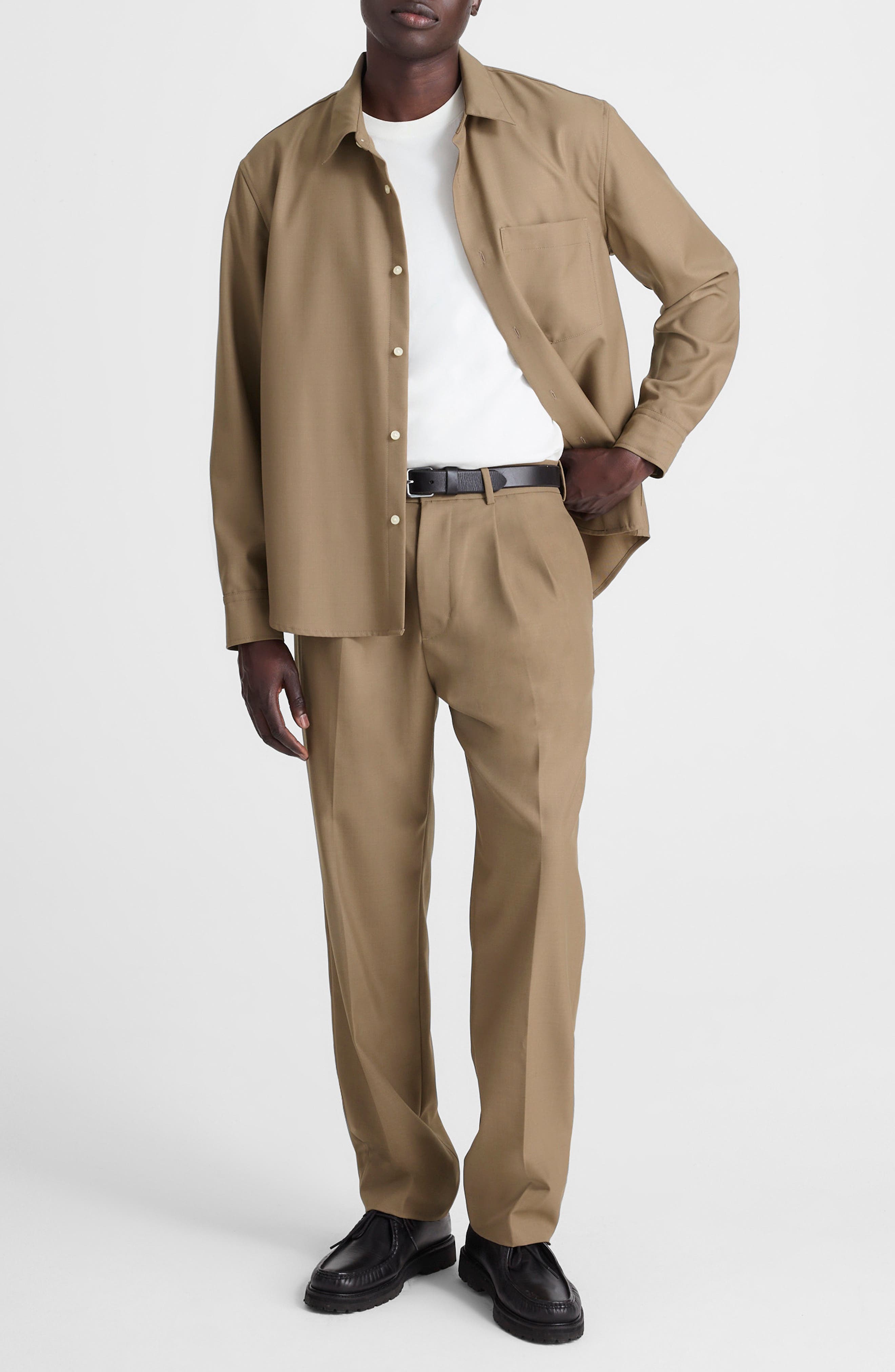 Madewell Double Pleated Wool Blend Twill Pants (Men) | Nordstrom