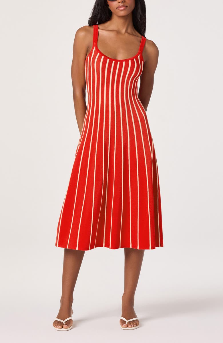 ASTR the Label Irecia Stripe Sleeveless Sweater Dress, Alternate, color, Red Stripe