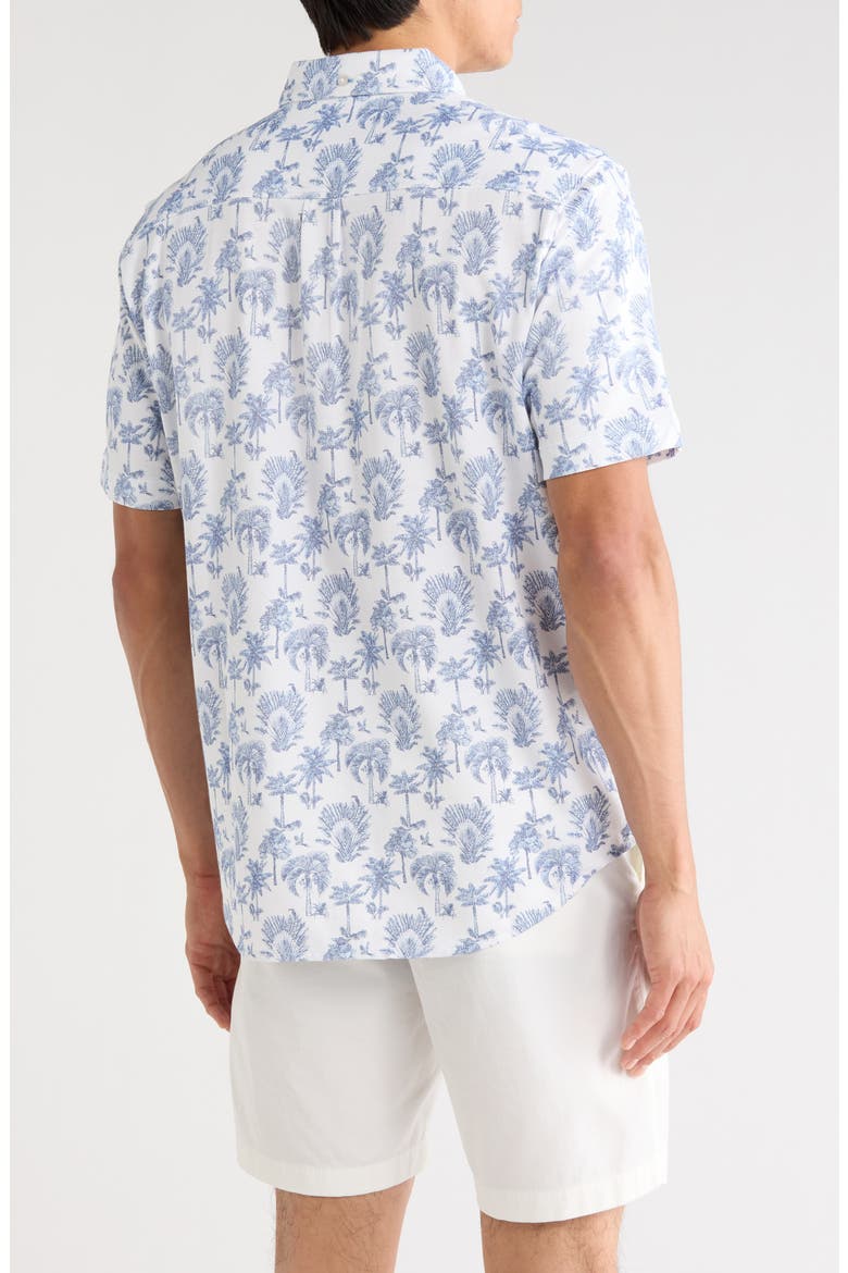 San Lucio Island Tapestry IslandZone® Knit Short Sleeve Cotton Blend Button-Up Shirt, Alternate, color, COBALT SEA