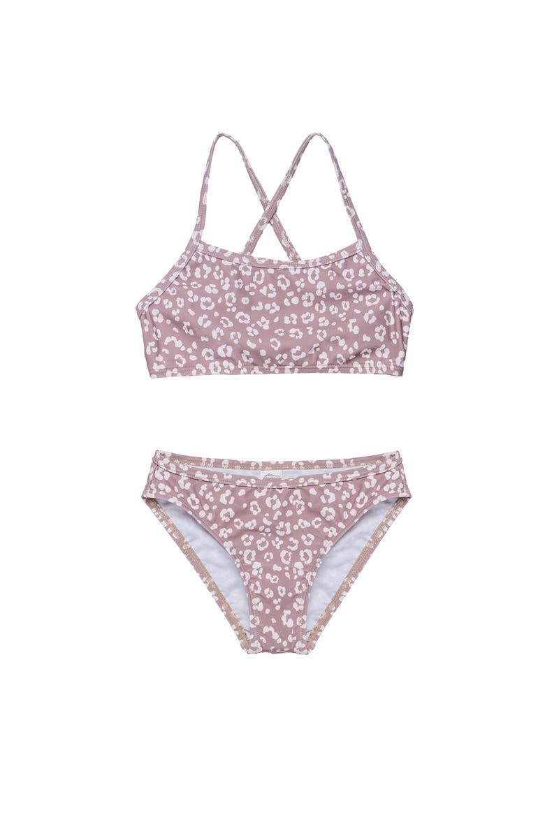Leopard Love Criss Cross Strap Swim Set, Main, color, Cacao