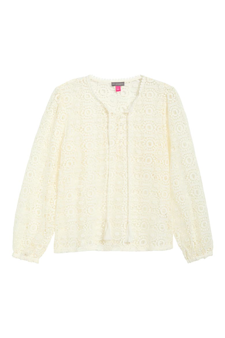 Long Sleeve Lace Tassel Top, Alternate, color, NEW IVORY