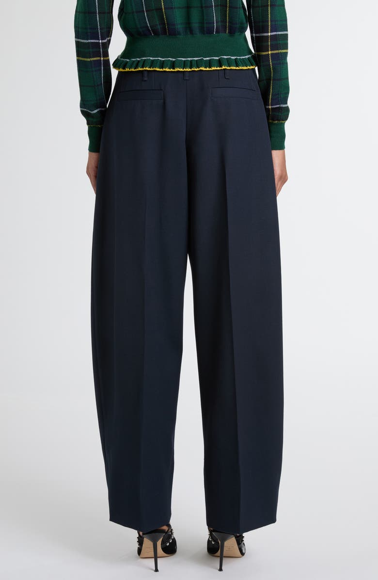 McQueen Pleated High Waist Wide Leg Tailored Wool Trousers, Alternate, color, Navy