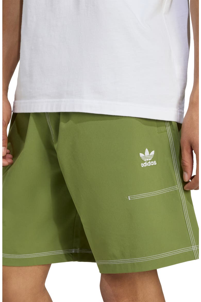 Trefoil Essentials Sweat Shorts, Alternate, color, OLIVE
