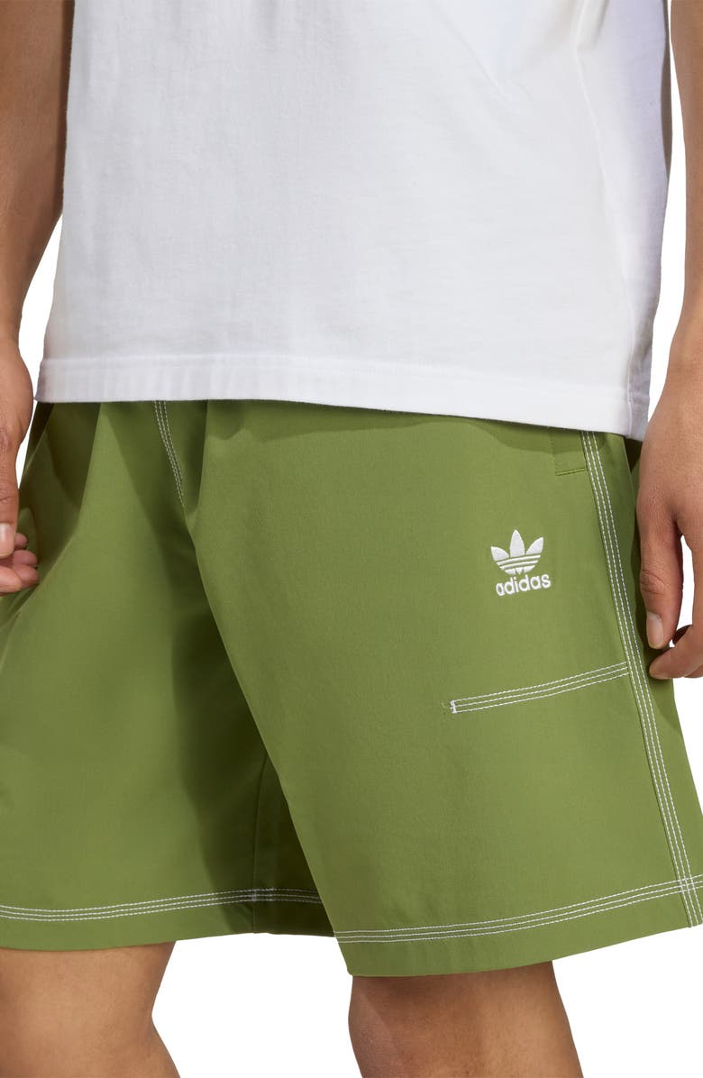 adidas Originals Trefoil Essentials Sweat Shorts, Alternate, color, Olive