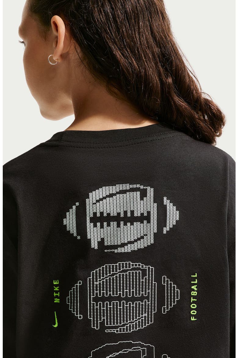 Kids' Football Cotton Graphic T-Shirt, Alternate, color, BLACK