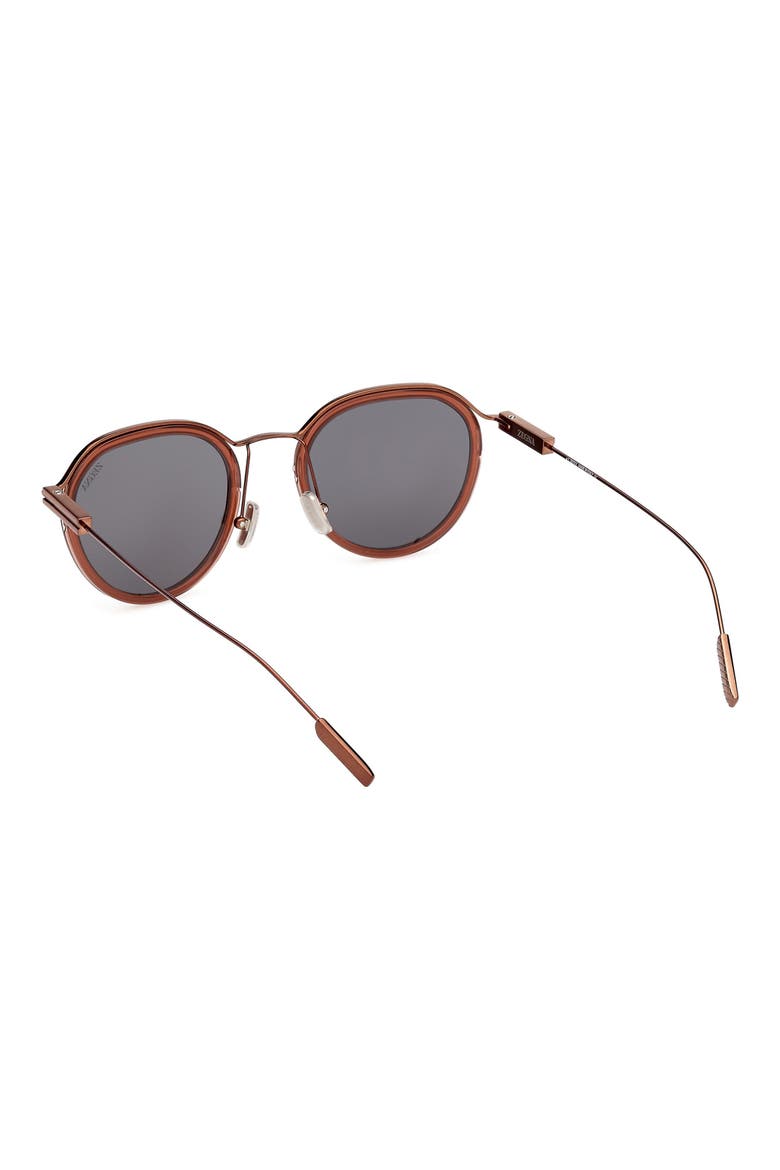 51mm Round Sunglasses, Alternate, color, SHINY LIGHT BROWN / SMOKE