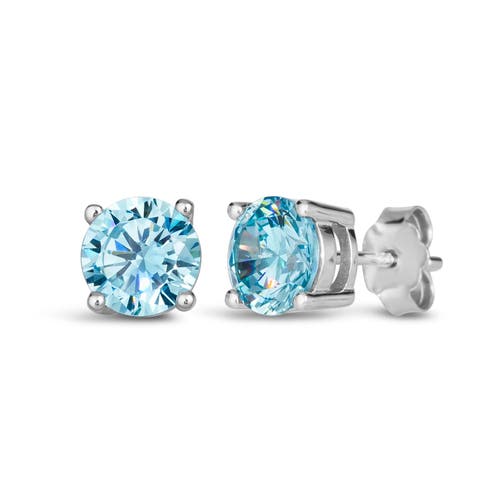 Anna Zuckerman Rainbow Gem Studs In Aqua Blue