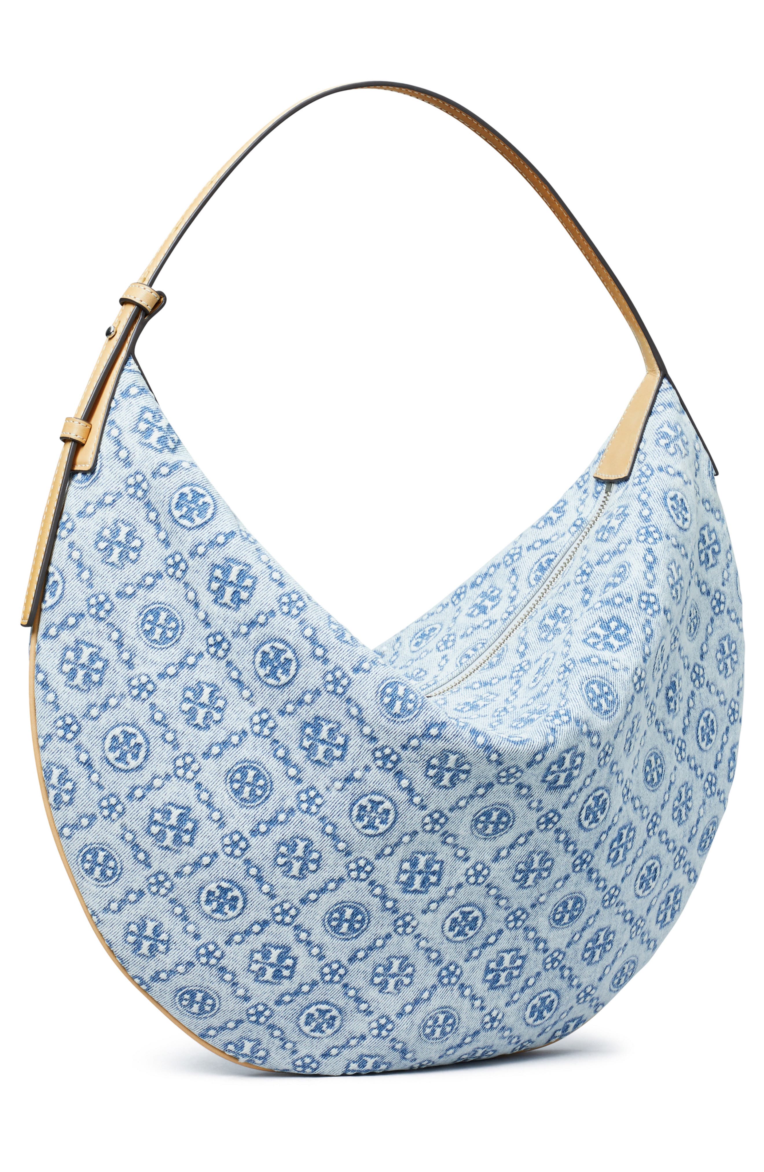Tory Burch T Monogram Denim Shoulder Bag, Alternate, color, 