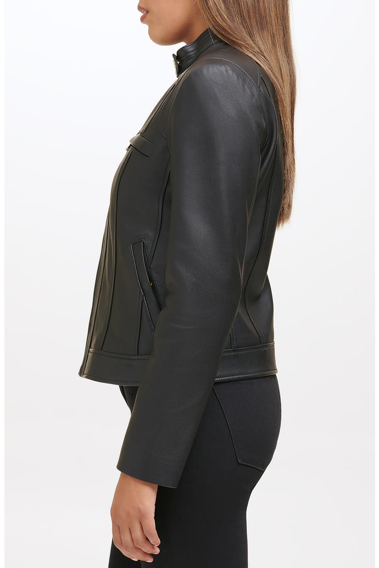 Lambskin Leather Jacket, Alternate, color, BLACK
