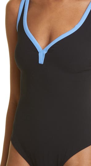 ワンピース水着 Lisa Marie Fernandez Black stretch nylon Maria swimsuit THE MARIA MAILLOT in BLACK & CREAM CREPE – Lisa Marie Fernandez