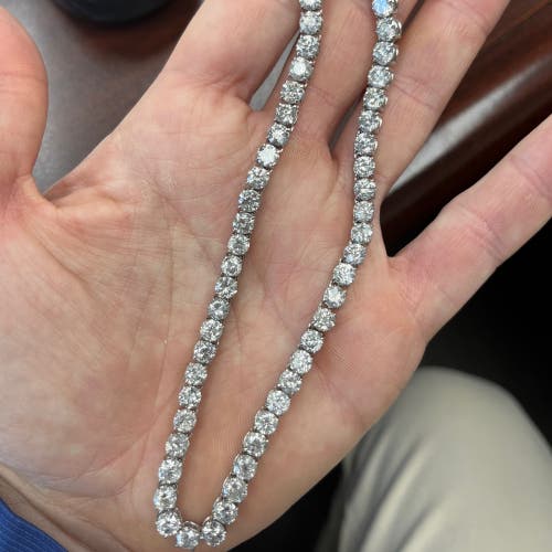 Bliss Diamond 38ct Diamond Tennis Necklace 16.5" In Yellow Gold