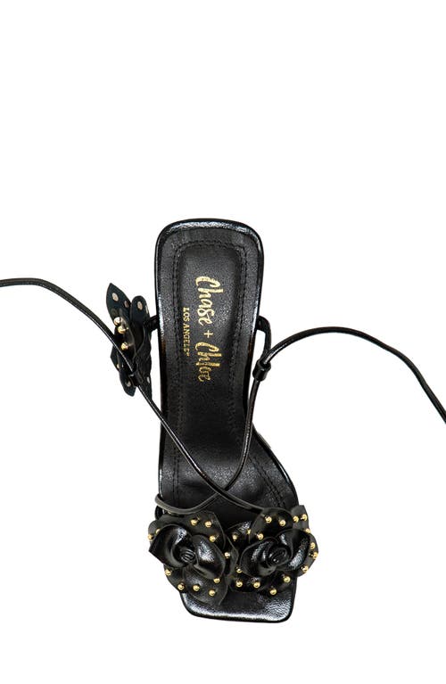 Chase & Chloe Chase And Chloe Studded Rosette Ankle Tie Sandal