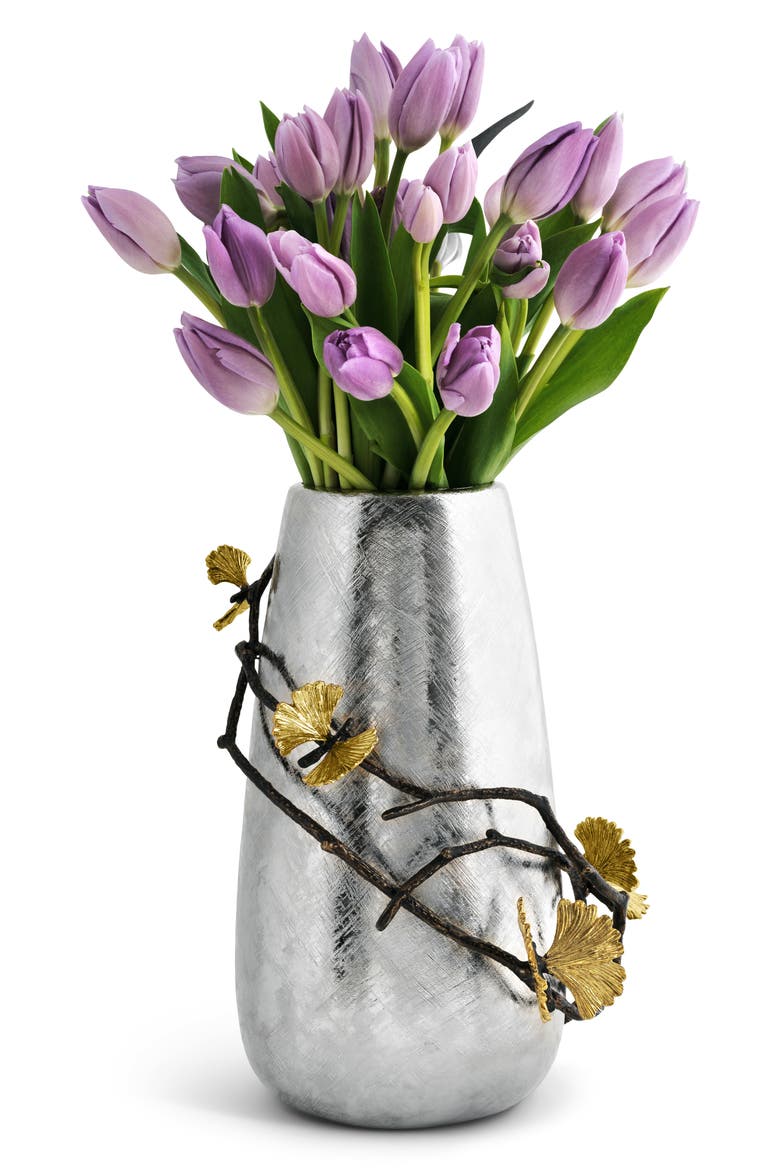 Butterfly Ginkgo Vase, Main, color, SILVER