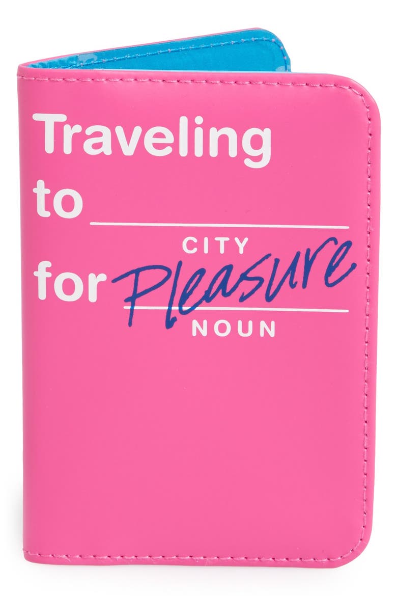 'Traveling to _____ for Pleasure' Passport Cover, Main, color, PINK
