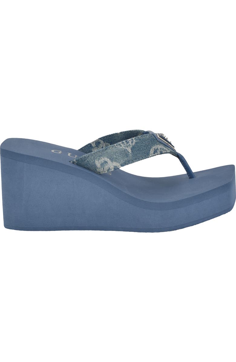 GUESS Demmey Platform Wedge Flip Flop, Alternate, color, Dark Blue