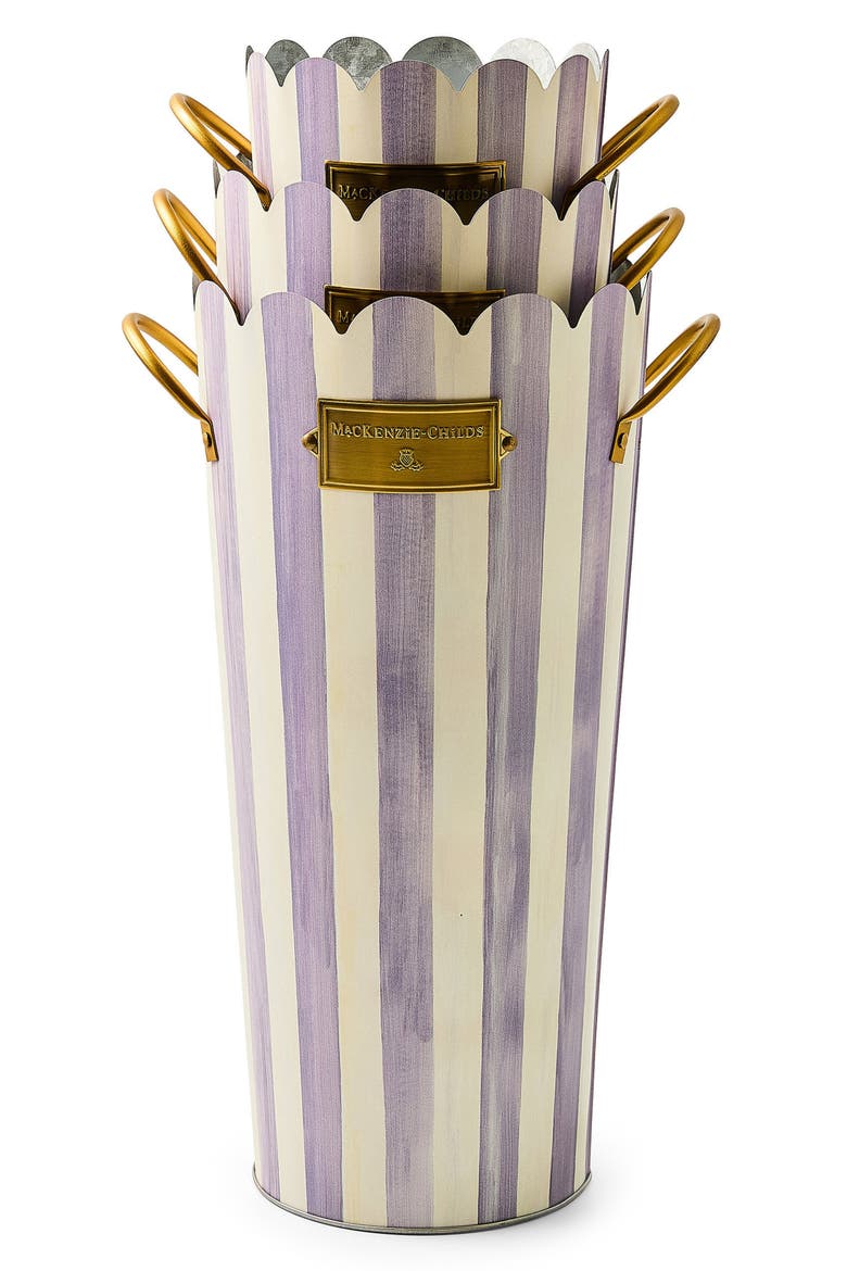 Violet Stripe Set of 3 Flower Buckets, Alternate, color, VIOLET