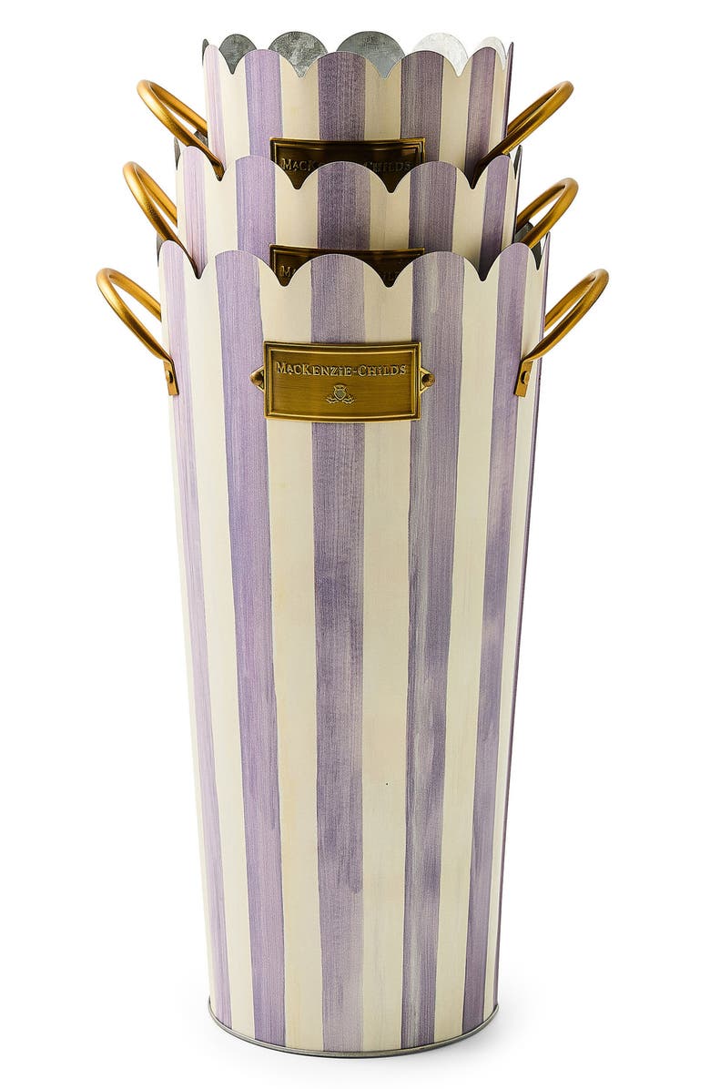 MACKENZIE CHILDS Violet Stripe Set of 3 Flower Buckets, Alternate, color, Violet