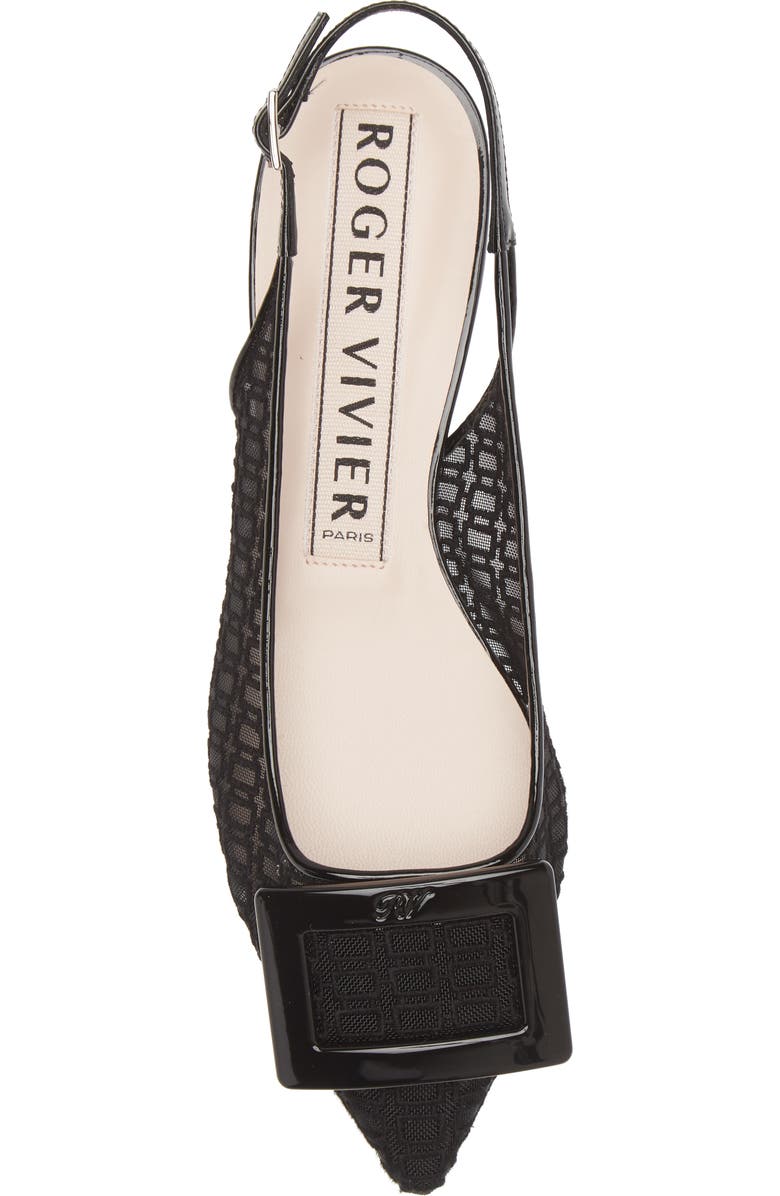 Roger Vivier Gommettine Embroidered Mesh Pointed Toe Slingback Flat, Alternate, color,