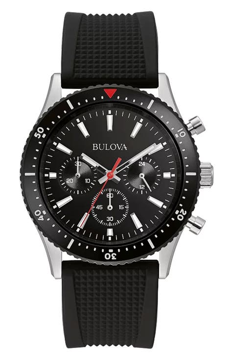Classic Rubber Strap Chronograph Watch, 41mm