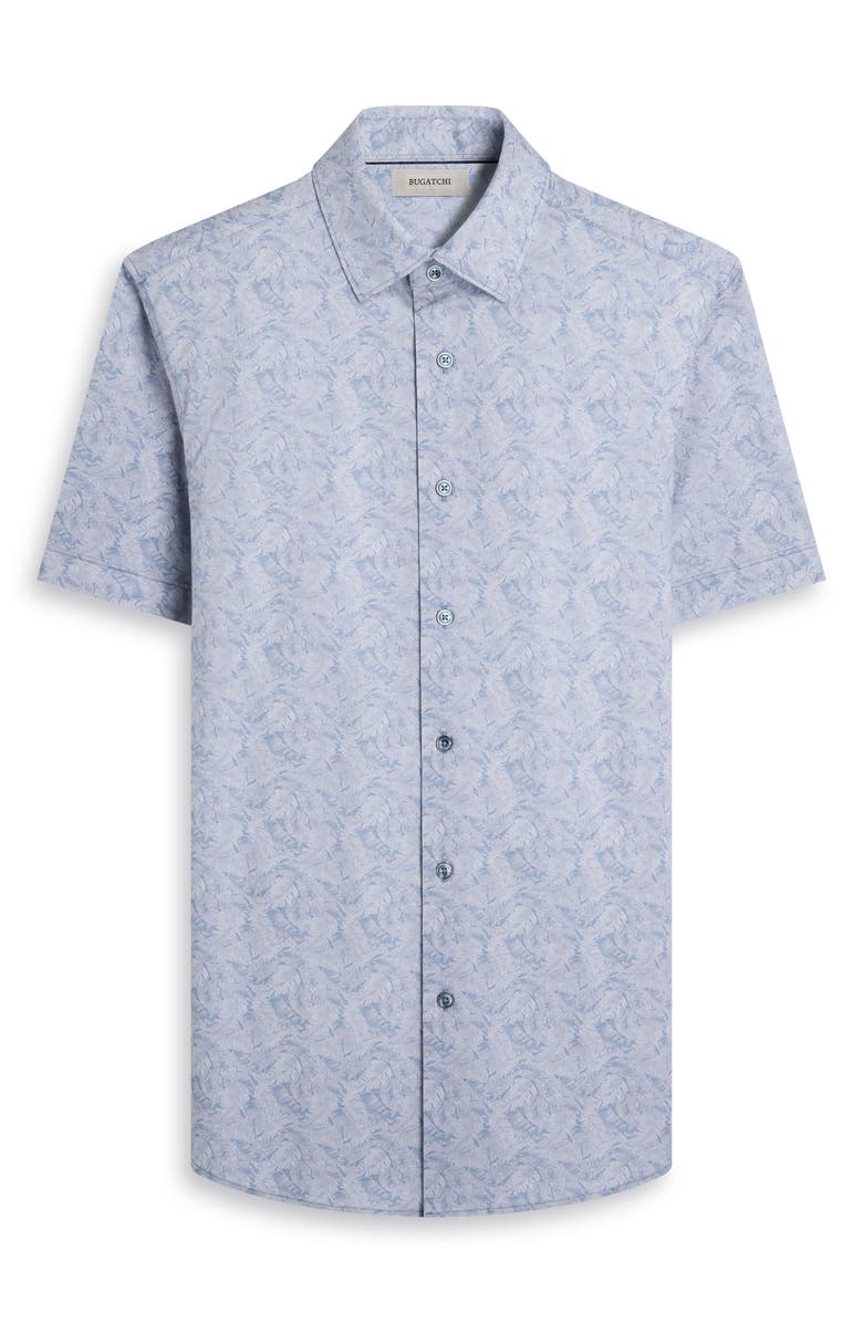 Bugatchi Miles OoohCotton<sup>®</sup> Short Sleeve Button-Up Shirt, Alternate, color, Air Blue