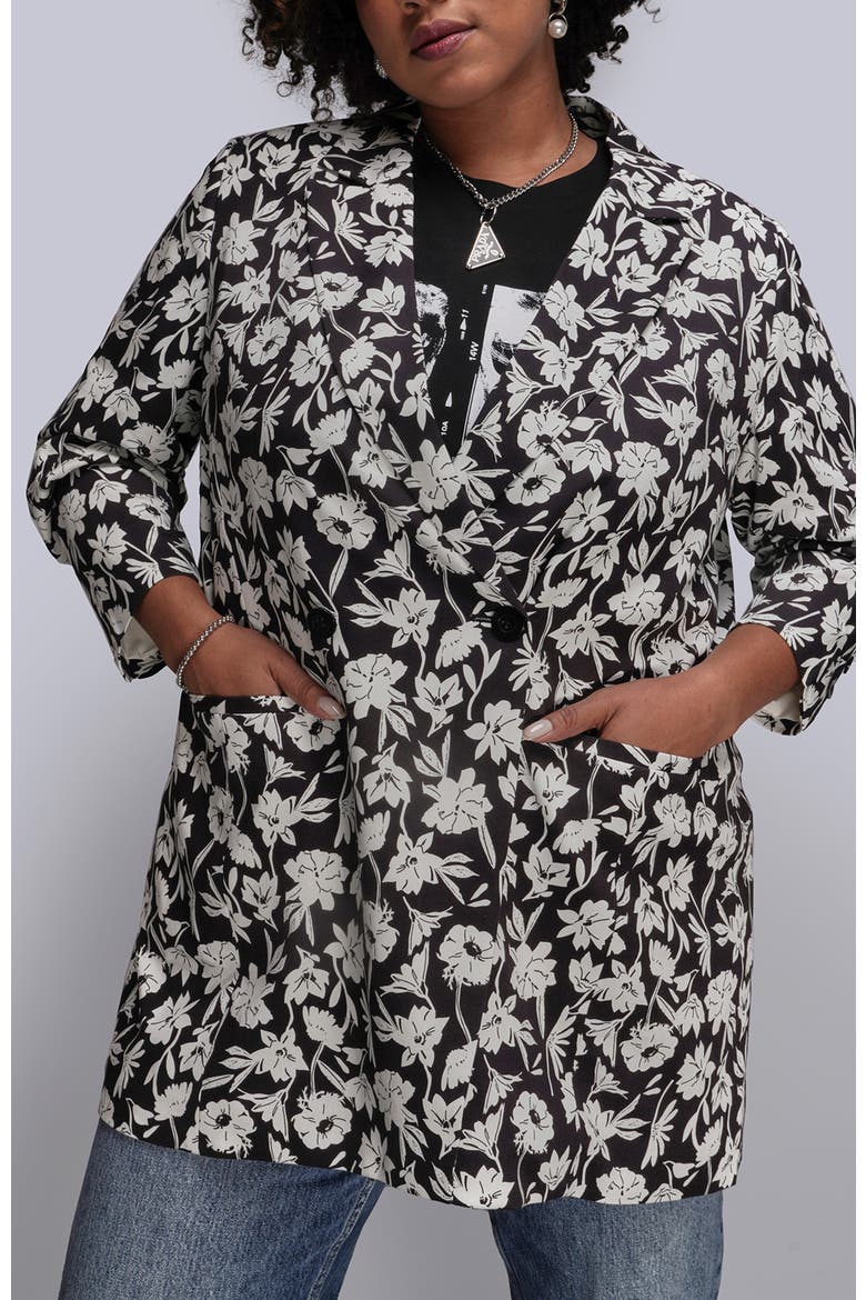 The Empower Double Breasted Blazer, Alternate, color, Monochrome Floral Black