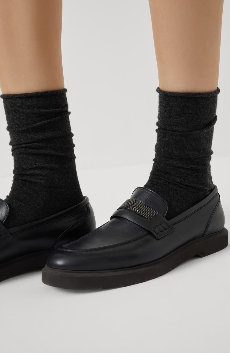 Brunello Cucinelli Cashmere knit socks, Alternate, color, Lignite Grey