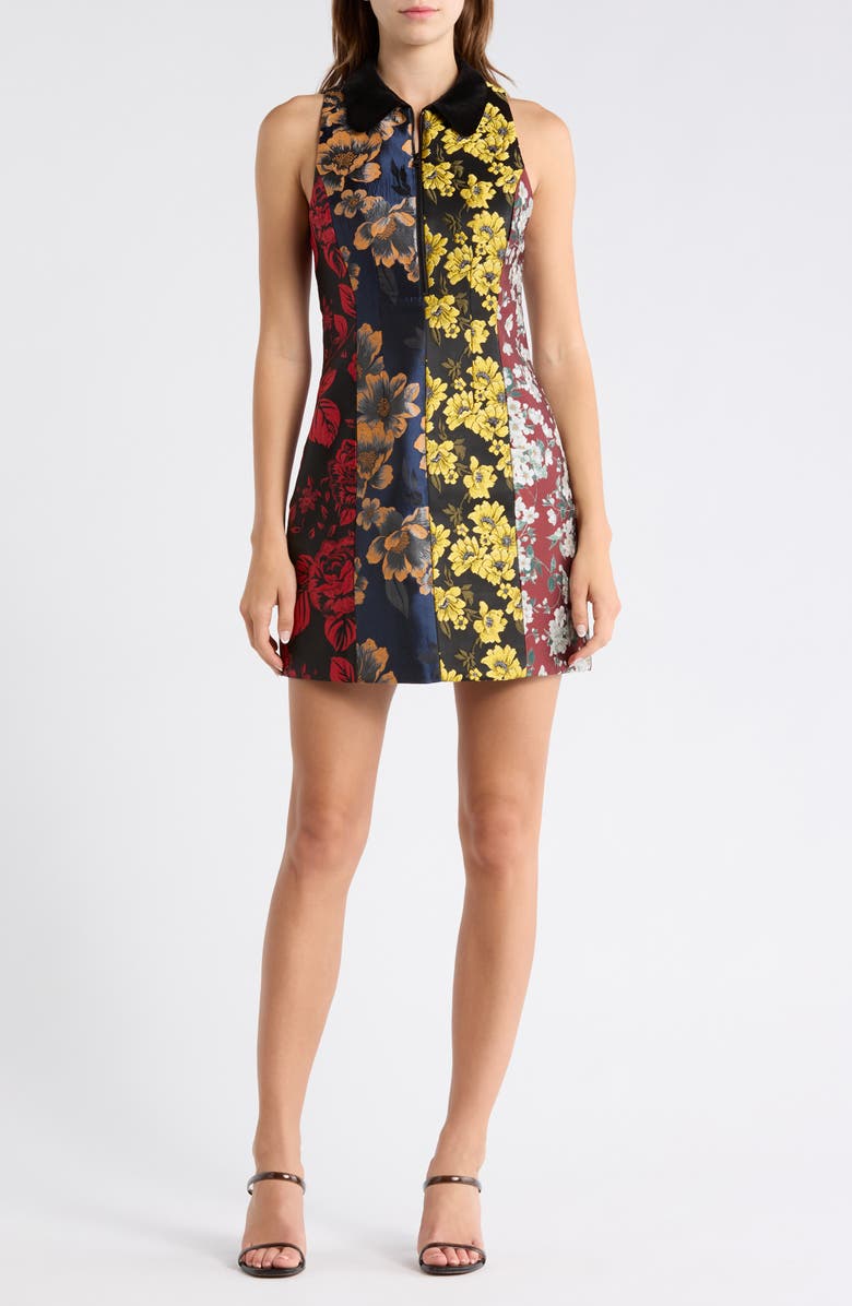 Alice + Olivia Velia Sleeveless Collar Dress, Main, color, Black/ Multi