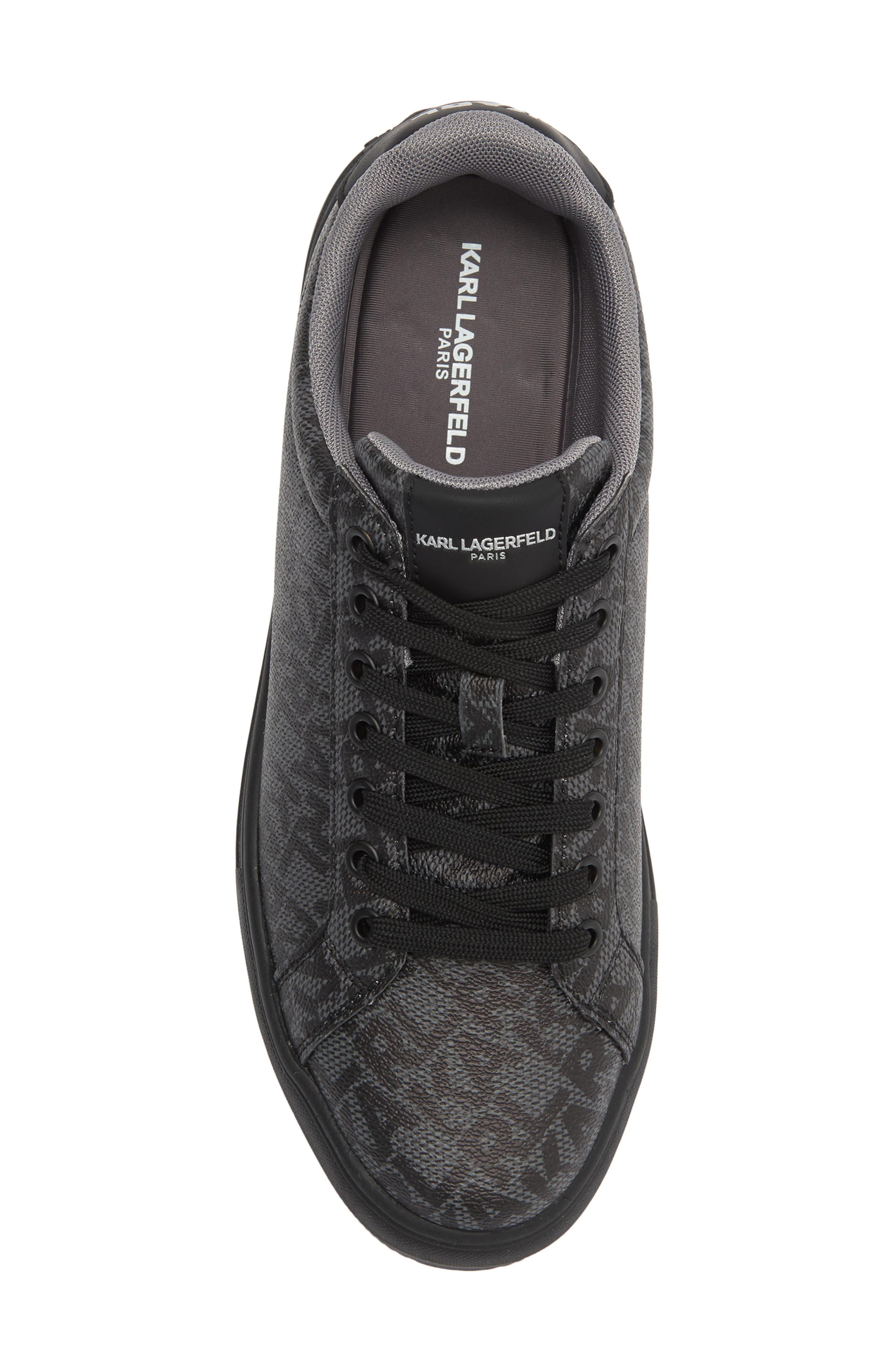 KARL LAGERFELD PARIS Allover Logo Sneaker, Alternate, color, Black
