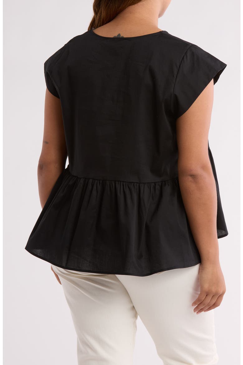 Peplum Poplin Top, Alternate, color, BLACK