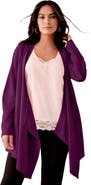 Roaman's Plus Size Lightweight Handkerchief Hem Cardigan Sweater