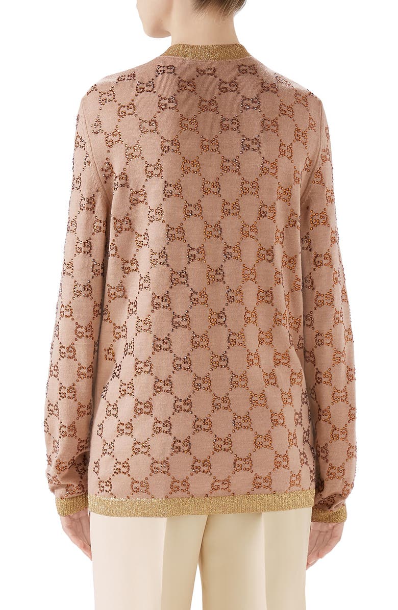Gucci Crystal GG Logo Sweater, Alternate, color, 