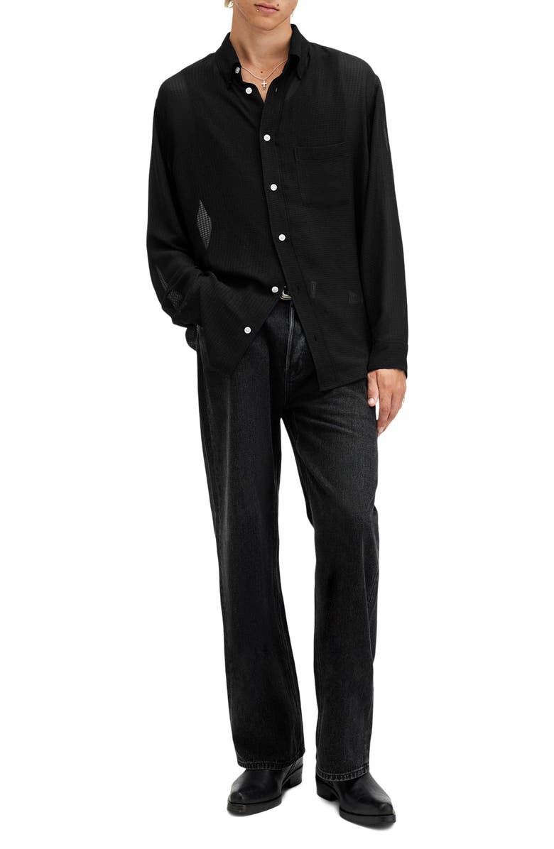 AllSaints Ando Sheer Seersucker Button-Up Shirt, Alternate, color, 