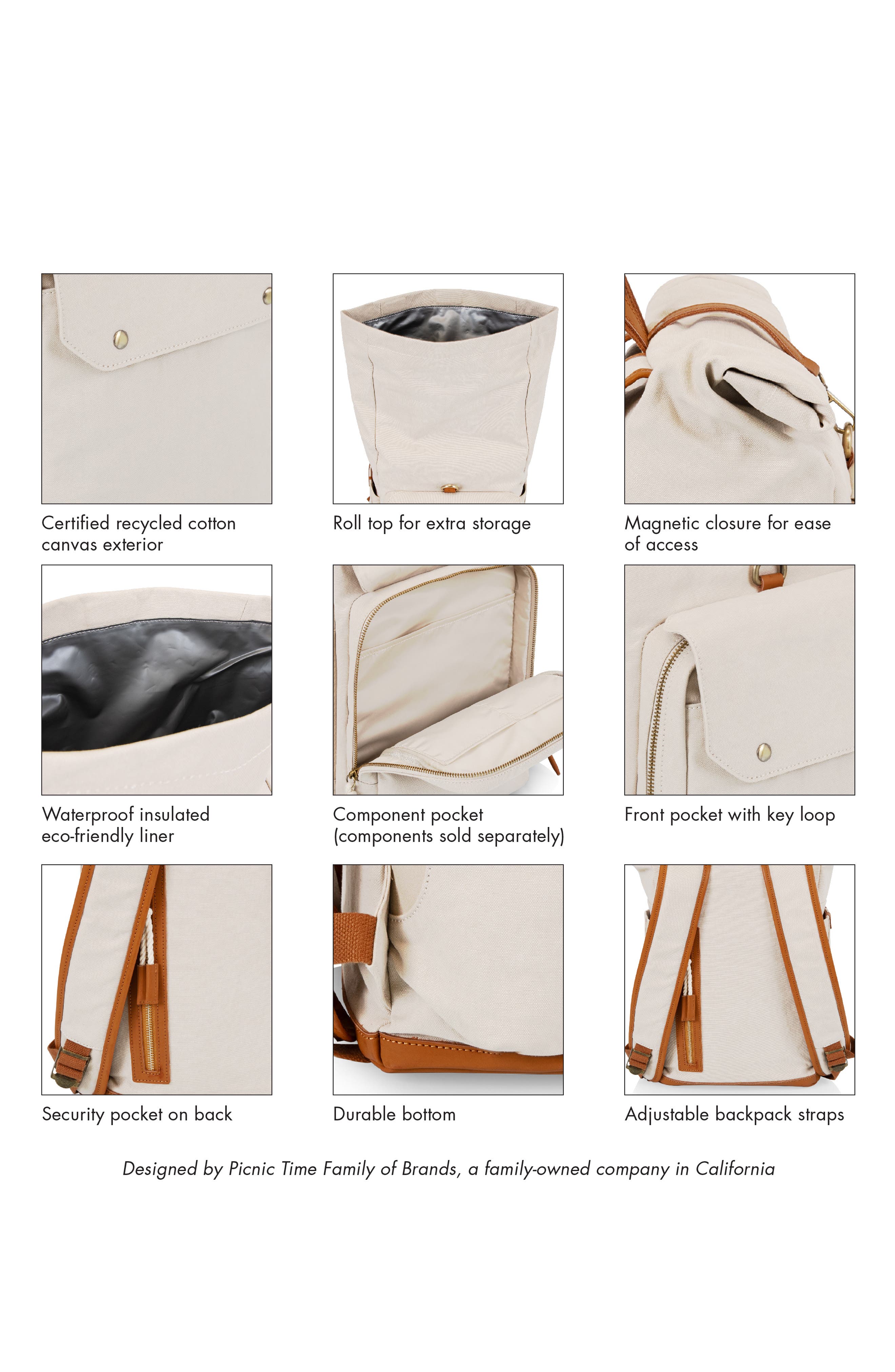 Carmel Picnic Backpack, Alternate, color, BEIGE
