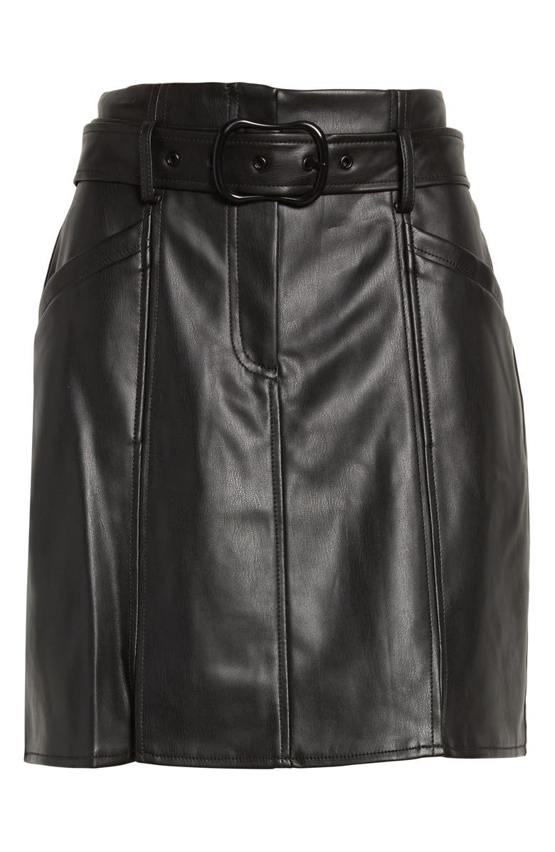 Simkhai Jonathan Simkhai Jimena Belted Faux Leather Skirt, Alternate, color, 