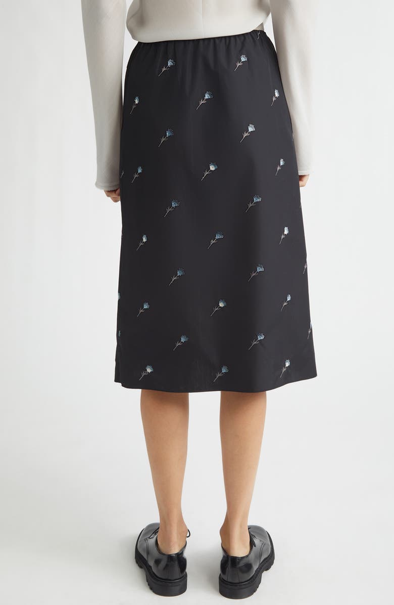 RIER Floral Embroidered Poplin Skirt, Alternate, color, Black Flowers Popeline
