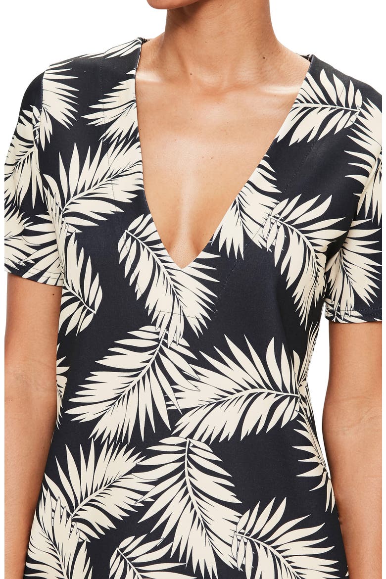 Print Plunge T-Shirt Dress, Alternate, color, BLACK
