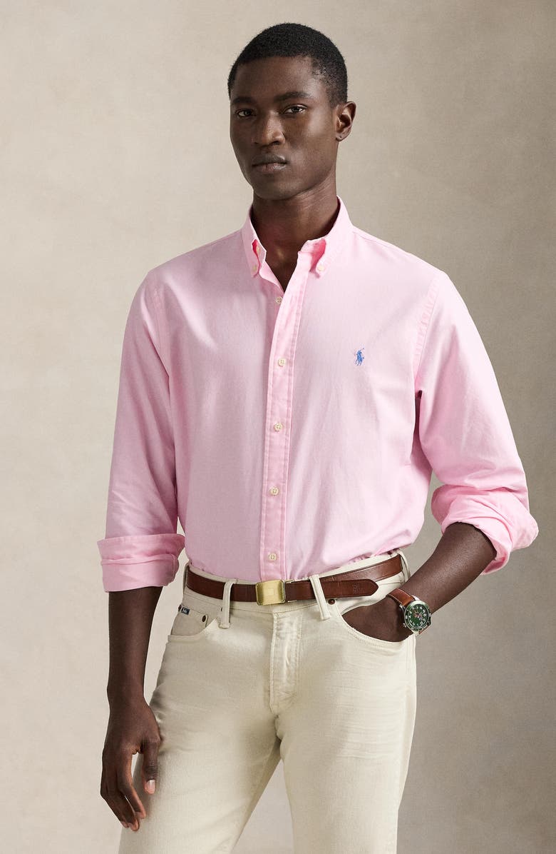 Polo Ralph Lauren Classic Fit Garment-Dyed Oxford Shirt, Alternate, color, Carmel Pink