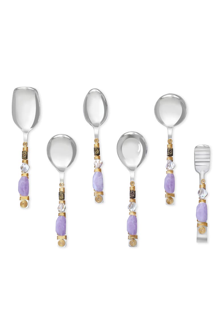 6-Piece Serving Spoons, Main, color, PURPLE