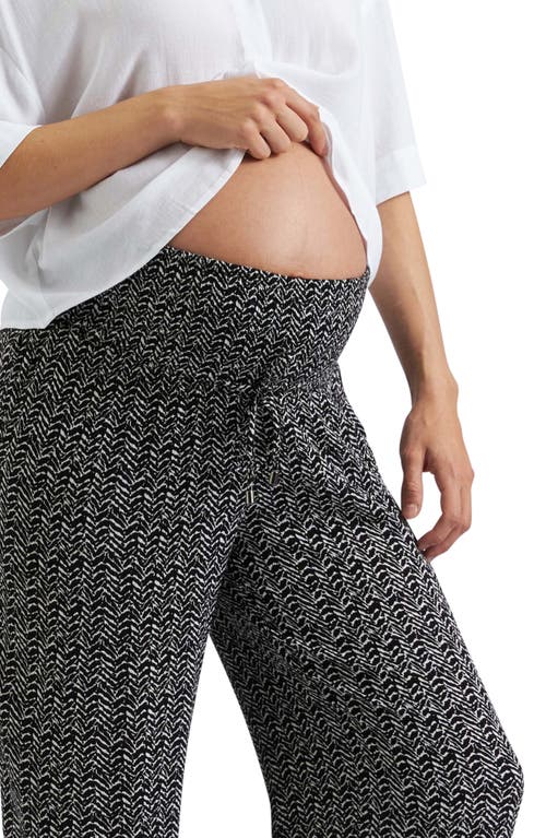 Shop Ripe Maternity Emmy Smocked Drawstring Wide Leg Pants In Black Natural