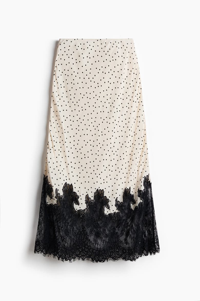 Lace-trimmed Skirt, Main, color, Cream/polka dot